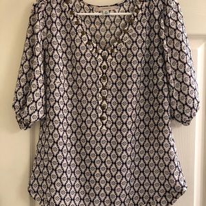 41 Hawthorn blouse. Cream/navy/burgundy